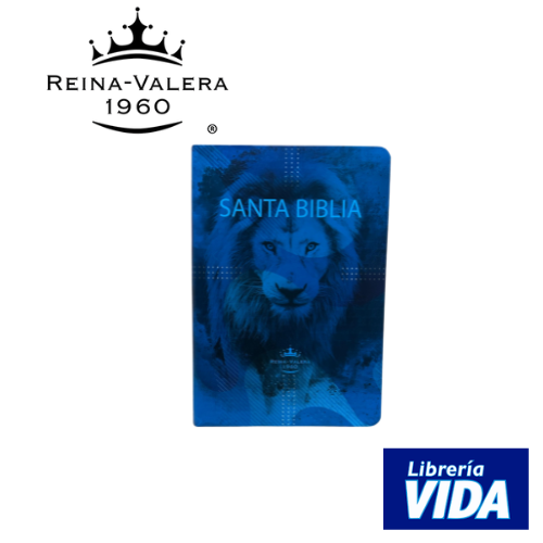 Biblia RV60 azul con león, letra grande