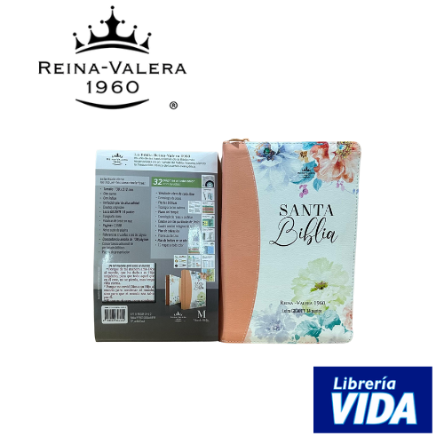 Biblia RV60 letra gigante con zipper (durazno)